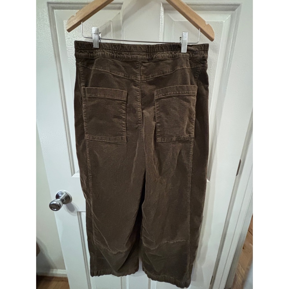 Pilcro Anthropologie Brown Corduroy Wide Leg Elastic Waist Chocolate Trousers M - Picture 6 of 12